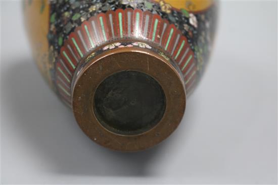 A Japanese silver wine cloisonne enamel vase, Meiji period, manner of Honda Yosaburo